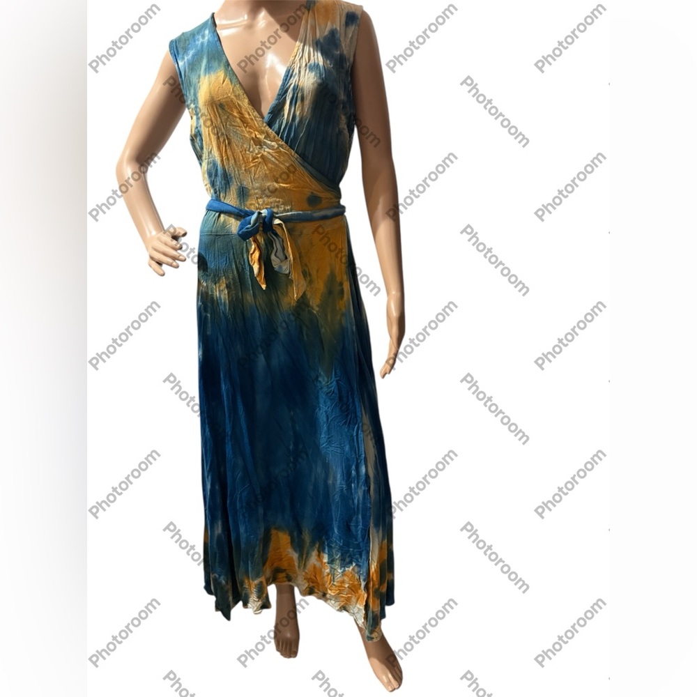 FASHION TERMINAL Free-size Tie-Dye Wrap Maxi dress EUC